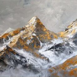 Dafen Village Original Abstract Gold Mountain Art – 3D Texture and Gray Background for Contemporary Home Decor