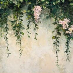 Hand-Painted Impressionist Plant Oil Painting – Green Vines for Fresh Cottage Style Living Room & Dining Room