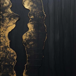 Luxury Black and Gold 3D Textured Oil Painting - Custom Artwork for Home and Hotel Walls