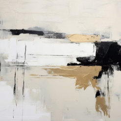 Beige and Black Abstract Oil Painting – Large Textured Canvas Wall Art for Modern Homes