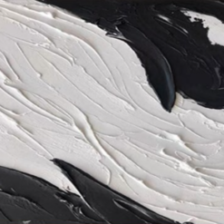 Modern Black and White Wall Art – 3D Plaster and Textured Oil Painting for Contemporary Décor