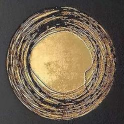 Gold Leaf Abstract Painting – Black and Gold 3D Textured Oil Art for Contemporary Walls