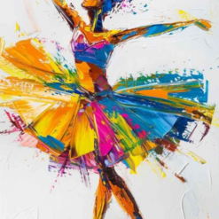 Abstract Black Woman Oil Painting – Colorful Ballet Dancer Wall Art for Modern Home Décor
