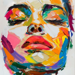 Large Textured Woman's Portrait Oil Painting – Fashionable Orange Canvas Art for Wall Decoration