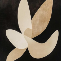 Textured Black Wall Art – Beige and Black Abstract Minimalist Oil Painting for Neutral Home Décor