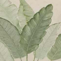 Minimalist Green Wall Art – Textured 3D Leaf Oil Painting for Bohemian Living Room and Home Décor