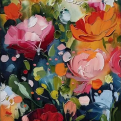Abstract Floral Pattern Oil Painting – 3D Textured Canvas Art for Bohemian Living Room Décor