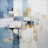 Neutral Beige and Blue Abstract Oil Painting – Textured Canvas Modern Art for Stylish Wall Décor