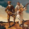 Hand - Painted Neoclassical Genre Painting 'Harlequin and Pierrot' INSPIRED BY Andre Derain (1924), Created by Dafen Village Artisans