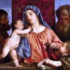 Custom Oil Painting – Madonna of the Cherries Inspired by Titian’s Masterpiece for Religious Art Enthusiasts