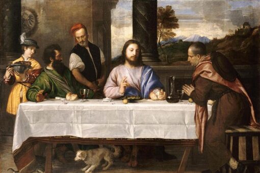 Supper at Emmaus by Titian – High Renaissance Religious Oil Painting Reproduction from DaFen Village Studio