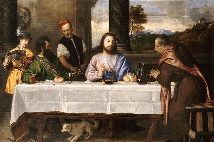 Supper at Emmaus by Titian – High Renaissance Religious Oil Painting Reproduction from DaFen Village Studio
