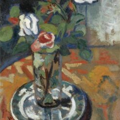 Authentic - Style Oil Painting - "Roses in a Vase" Inspired by Valadon - Dafen Village's Exclusive Creation