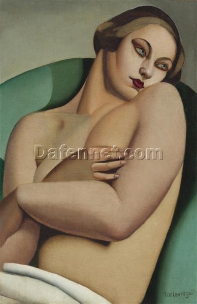 Tamara de Lempicka-Inspired “Reclining Nude I” – Elegant Art Deco Nude Painting for Fine Art Collectors & Timeless Wall Décor | DaFen Village Studio