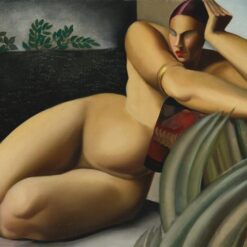 Tamara de Lempicka-Inspired "Nude on a Terrace" – Handcrafted Art Deco Nude Painting for Classic & Vintage Wall Art | DaFen Village Studio