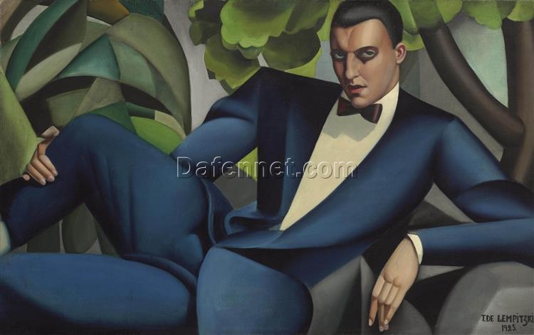 Tamara de Lempicka-Inspired “Portrait of the Marquis d’Afflito” – Iconic Art Deco Portrait for Luxury Interiors & Fine Art Collections | DaFen Village Studio