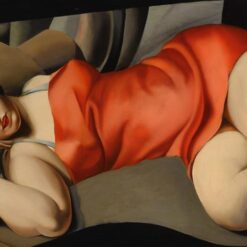 Lempicka-Inspired "Woman in Red (Portrait of Mrs. Bush)" – Hand-Painted Art Deco Portrait for Luxury Home & Office Décor | DaFen Village Studio