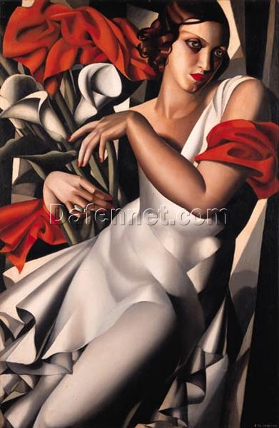 Tamara de Lempicka-Inspired “Portrait of Ira P” – Elegant Art Deco Portrait for Fine Art Collectors & Timeless Wall Décor | DaFen Village Studio
