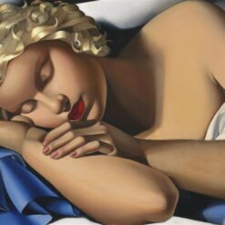 Lempicka-Inspired "Sleeping Woman (Kizette)" Oil Painting – Hand-Painted Art Deco Portrait for Luxury Home & Elegant Wall Décor | DaFen Village Studio