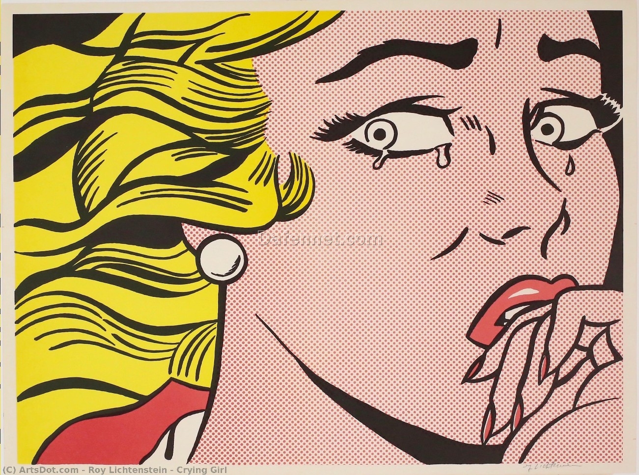 Crying Girl” Roy Lichtenstein Inspired Hand – Painted Oil Painting by Dafen Village Studio for Art Collectors