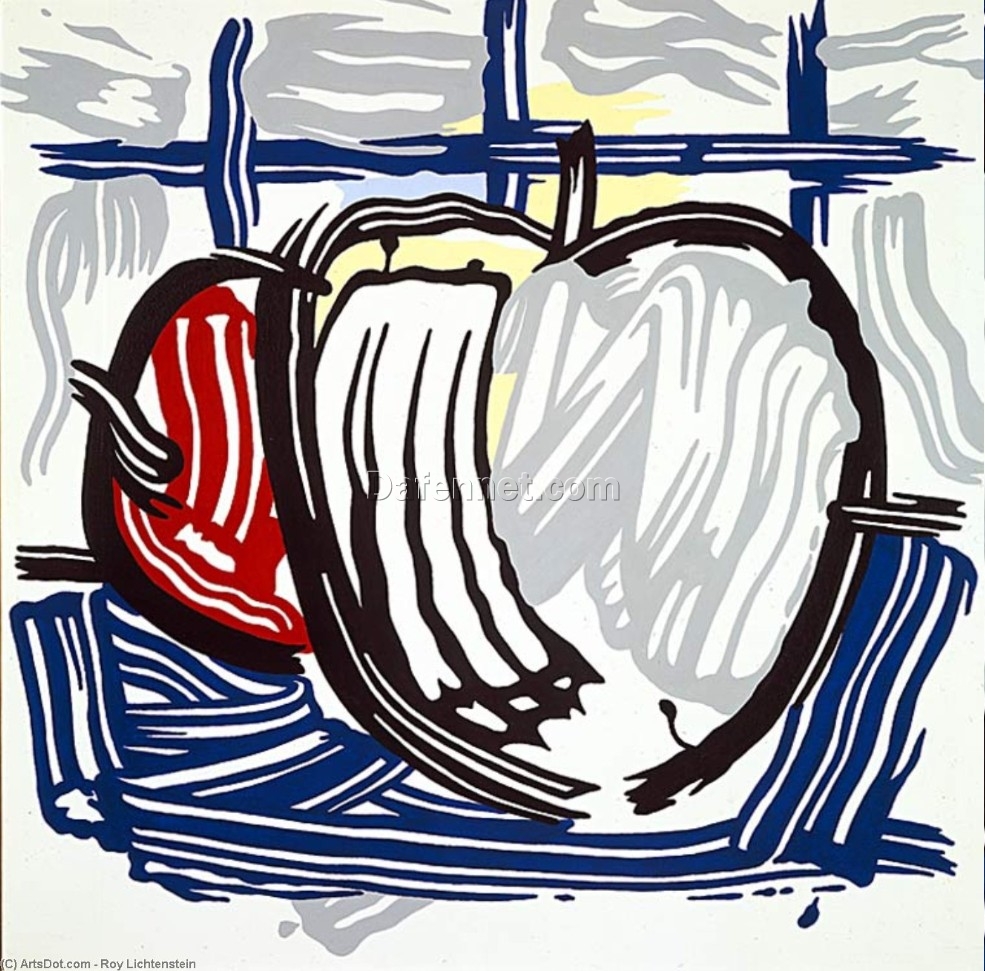 Dafen Village Hand – Painted “2 Apples” Inspired by Roy Lichtenstein – Ideal for Art Decor