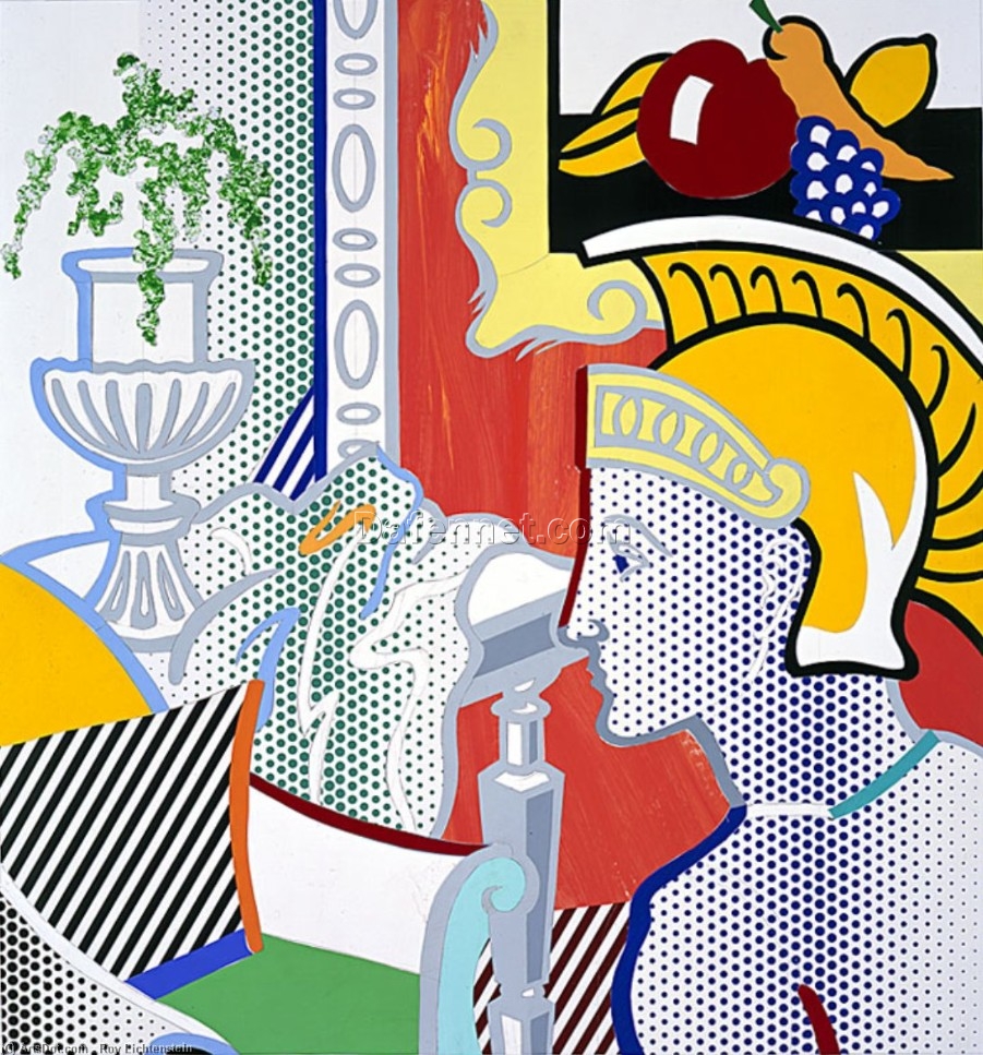 Interior with Ajax” Roy Lichtenstein Inspired Collage – Handmade by Dafen Village Artists for Stunning Home Decor