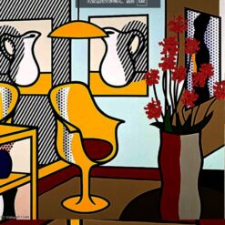 Interior with Yellow Chair" in Roy Lichtenstein's Style - Handmade in Dafen Village for Contemporary Spaces