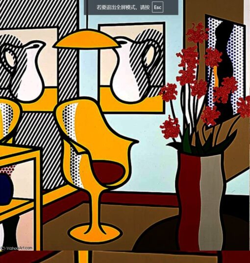 Interior with Yellow Chair” in Roy Lichtenstein’s Style – Handmade in Dafen Village for Contemporary Spaces