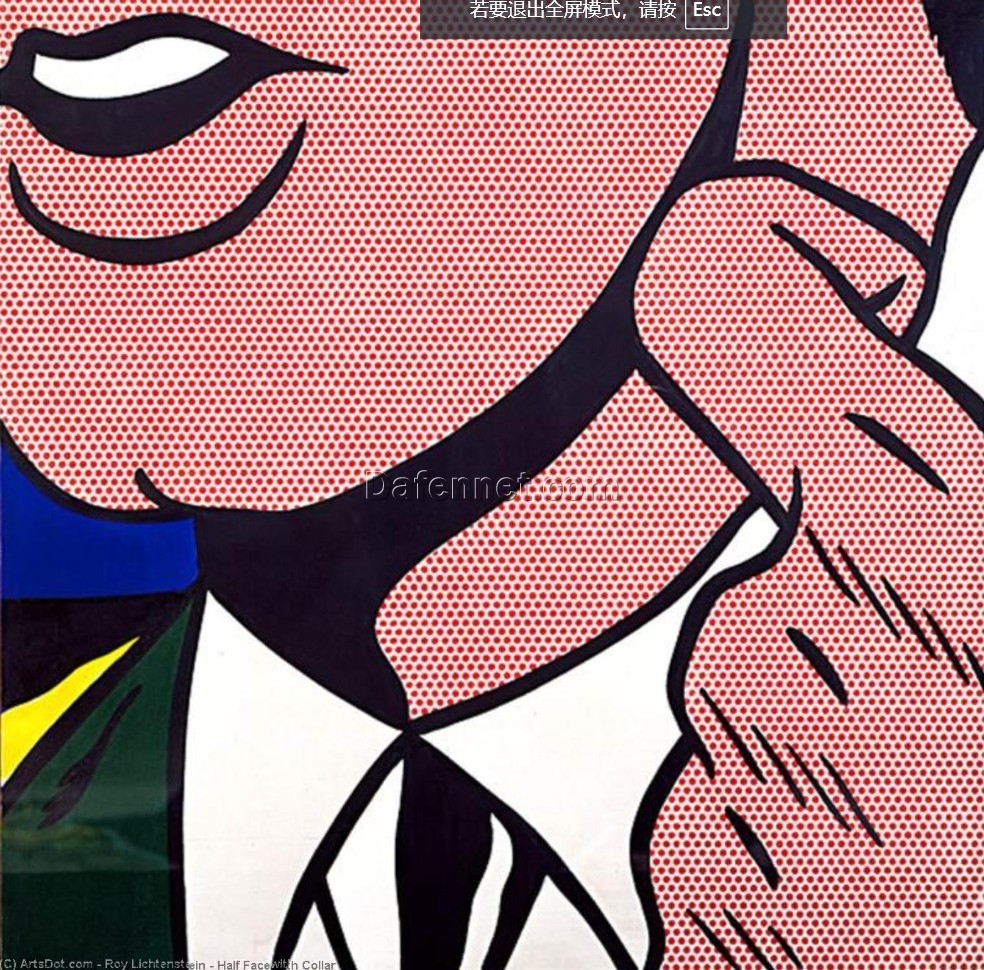 Half Face with Collar” Roy Lichtenstein Inspired Hand-Painted Oil Painting from Dafen Village for Art Aficionados
