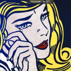 Crying Girl" - Roy Lichtenstein Inspired Hand - Painted Oil Painting by Dafen Village Studio - Captivating Pop Art Masterpiece