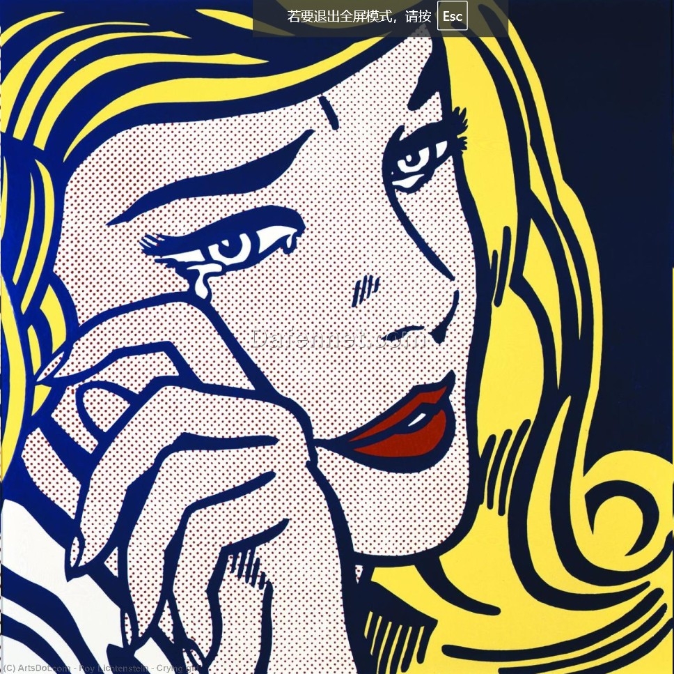 Crying Girl” – Roy Lichtenstein Inspired Hand – Painted Oil Painting by Dafen Village Studio – Captivating Pop Art Masterpiece