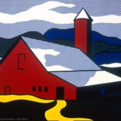 Red Barn II" in the Style of Roy Lichtenstein - Handmade Oil Painting from Dafen Village for Art Collectors