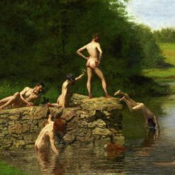 Dafen Village Inspired Reproduction of Thomas Eakins' "The Swimming Hole" (c.1883) - High-Quality Realist Genre Oil Painting for Sale, Great for Art Collections and Interior Designers Seeking Tranquil Scenes