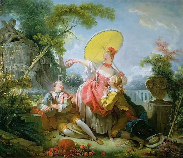 Home Decor “The Musical Contest” Inspired 18th-Century Style Oil Painting by Dafen Village
