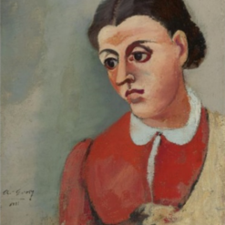 Unique Hand-Painted Interpretation of Arshile Gorky's c.1936 - c.1937 'Portrait of Vartoosh' in Post-Impressionist Style on Oil Canvas for Private Art Collections and Interior Design Projects