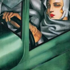 Tamara de Lempicka-Inspired "My Portrait (Self-Portrait in the Green Bugatti)" – Handcrafted Art Deco Oil Painting for Classic & Vintage Wall Art | DaFen Village Studio