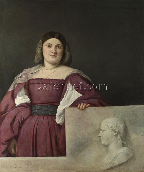 Timeless Renaissance Portrait – La Schiavona Inspired by Titian – Handmade Oil Painting for Home & Gallery