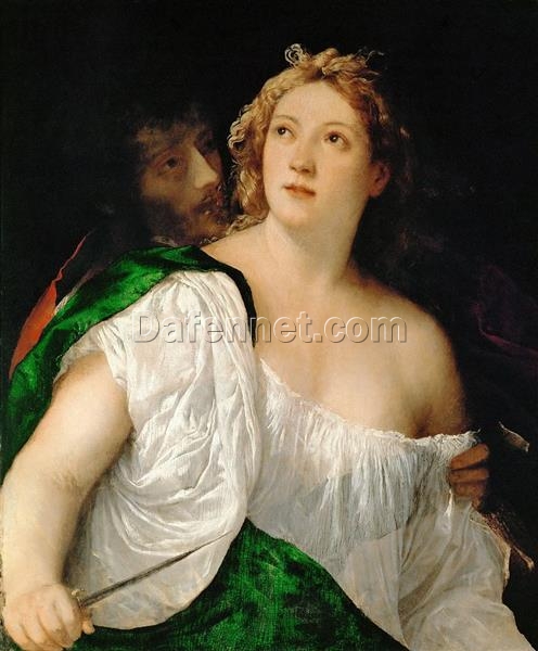 Suicide of Lucretia Inspired by Titian – High Renaissance History Oil Painting from DaFen Village Studio