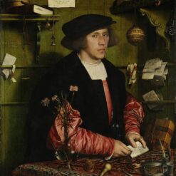 Exquisite 'Georg Gisze, a German Merchant in London' Inspired Oil on Oak Painting - Embodying Northern Renaissance Spirit by Dafen Village Studio