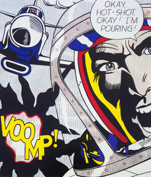 Striking Pop Art ‘Okay, Hot – Shot’ Inspired Oil Painting by Roy Lichtenstein Replica – Hand – painted in Dafen Village, Ideal for Pop Art Enthusiasts and Decorators