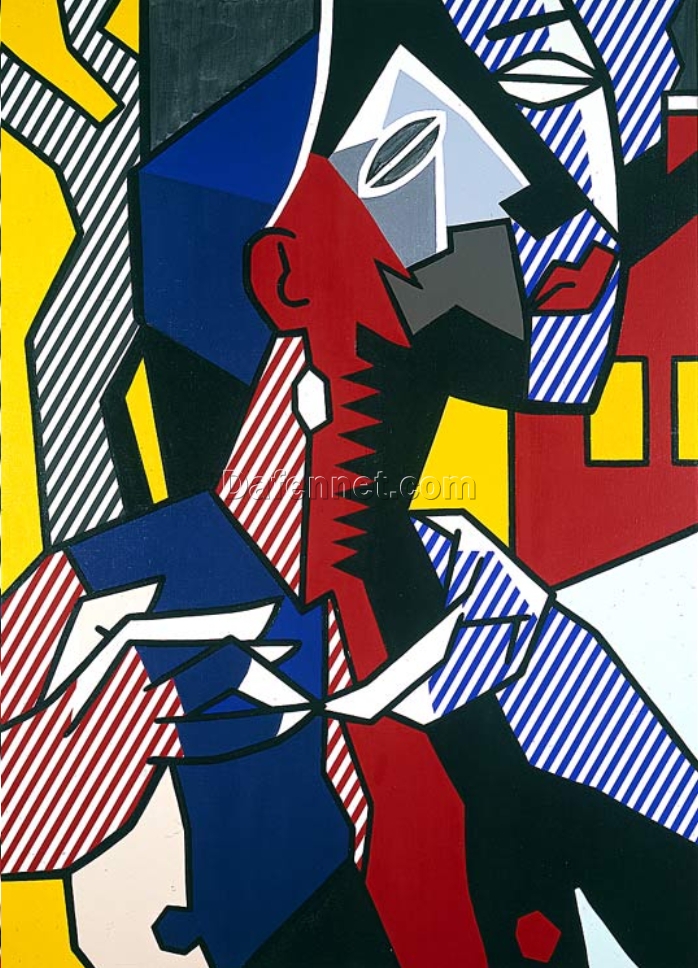 Striking Pop Art ‘Female Figure’ Inspired Oil Painting by Roy Lichtenstein Replica – Hand – painted in Dafen Village for Art Enthusiasts