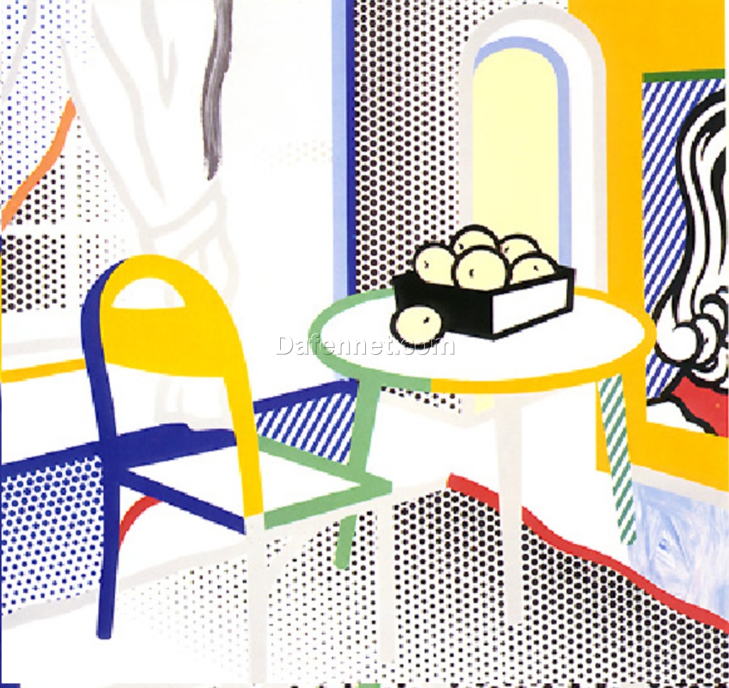 Authentic – looking ‘Intyelap97’ Inspired Oil Painting in Roy Lichtenstein Style – Handmade in Dafen Village, Perfect for Art Collectors and Connoisseurs of Experimental Art
