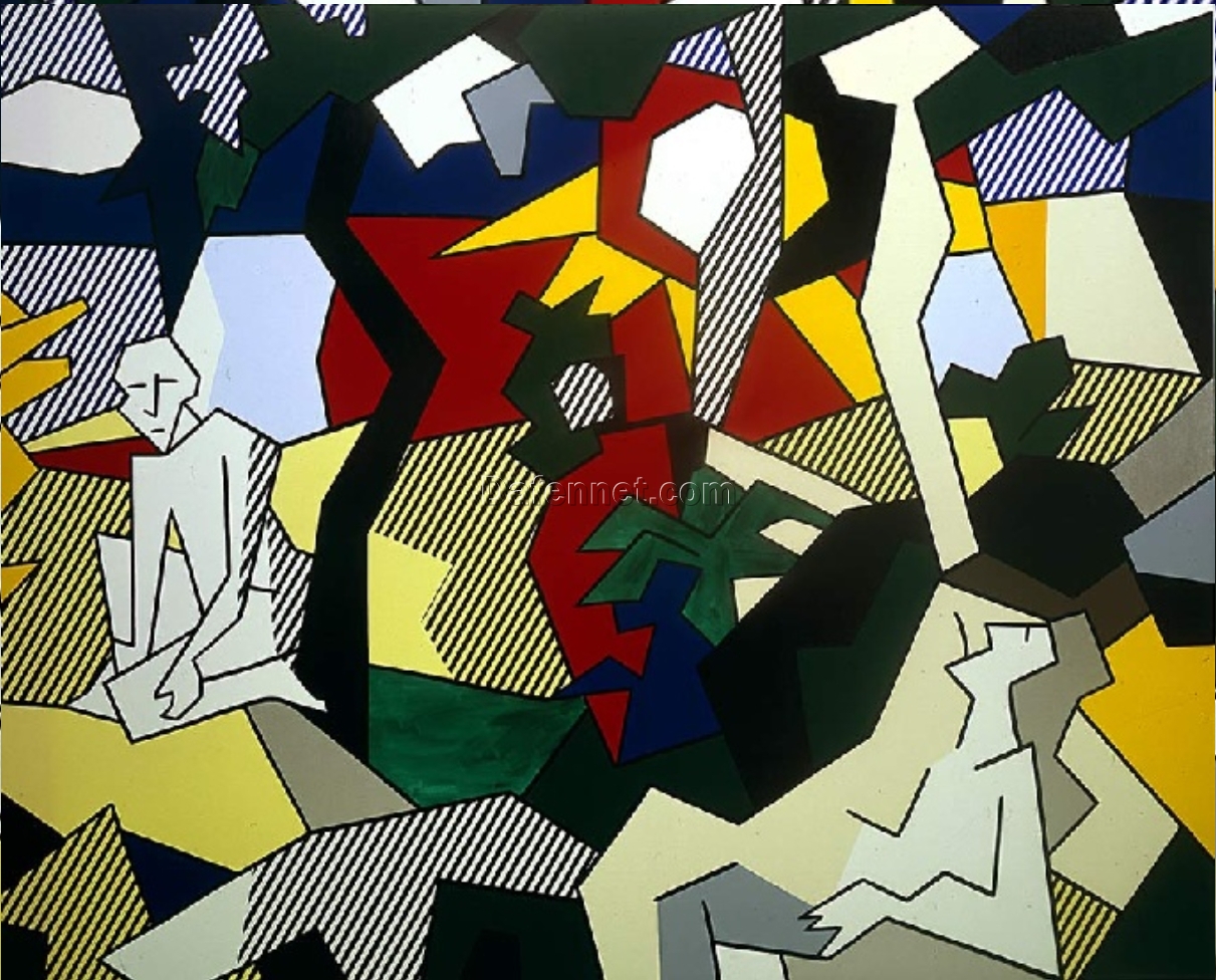 Roy Lichtenstein – Style ‘Landscape with Figures and Sun’ High – Quality Oil Painting on Canvas – Reproduction from Dafen Village for Decorators and Art Aficionados