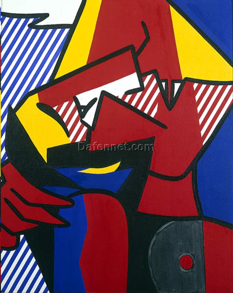 Powerful ‘Despair’ Inspired Oil Painting in Roy Lichtenstein Style – Hand – painted in Dafen Village for Art Lovers and Emotion – themed Art Enthusiasts
