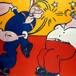 Authentic - looking 'Popeye' Inspired Oil Painting in Roy Lichtenstein Style - Handmade in Dafen Village, Great for Art Collectors and Connoisseurs of Pop - Art - Cartoon Fusion