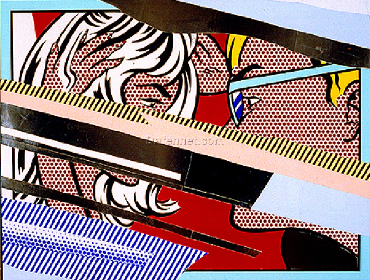 Authentic – looking ‘Reflections on Conversation’ Inspired Oil Painting in Roy Lichtenstein Style – Handmade in Dafen Village, Great for Art Collectors and Connoisseurs of Pop – Art – Social – Theme Fusion