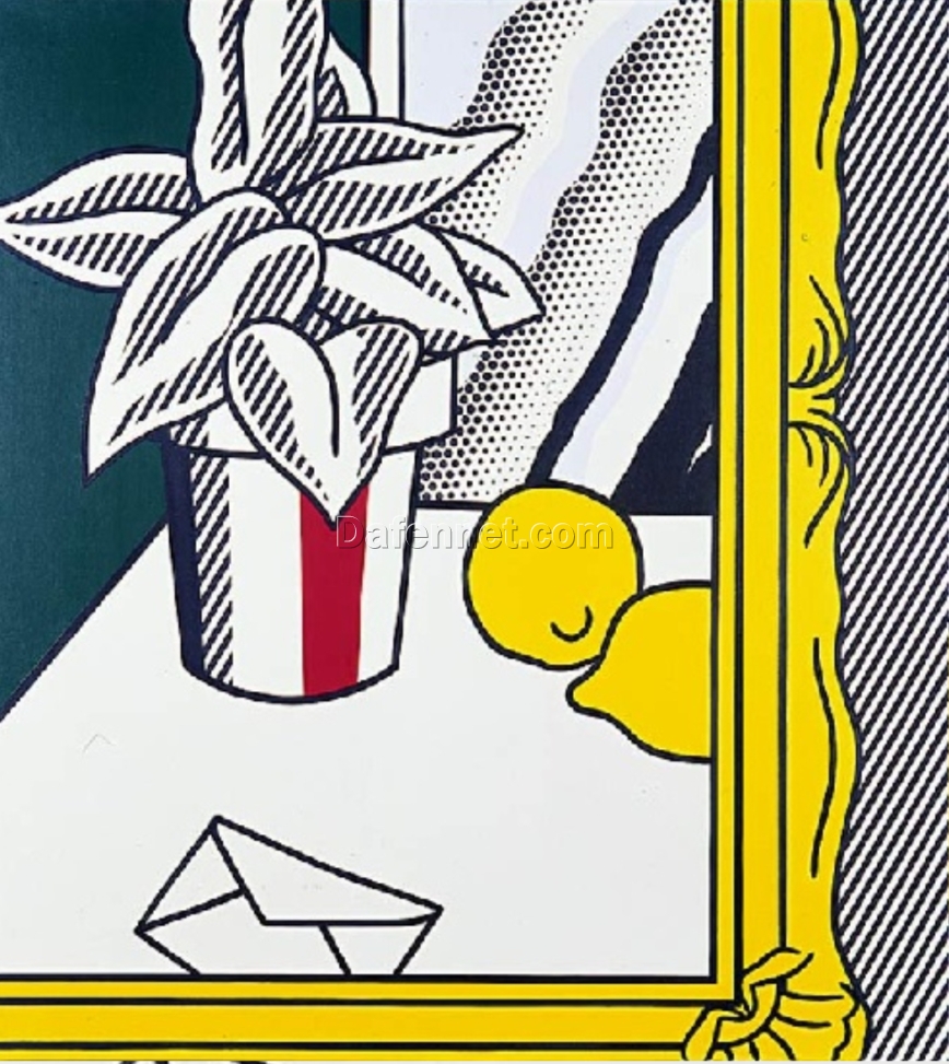 Authentic – looking Hand – painted ‘Still Life With Envelope’ Oil Painting Inspired by Roy Lichtenstein from Dafen Village