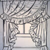 Unique 'Curtains' Oil Painting Inspired by Roy Lichtenstein - Handmade in Dafen Village