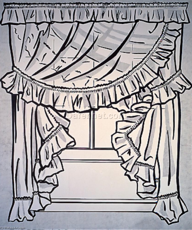 Unique ‘Curtains’ Oil Painting Inspired by Roy Lichtenstein – Handmade in Dafen Village
