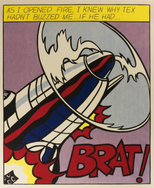 Authentic – looking ‘As I Opened Fire’ Oil Painting in Roy Lichtenstein’s Style – Created by Dafen Village Studios